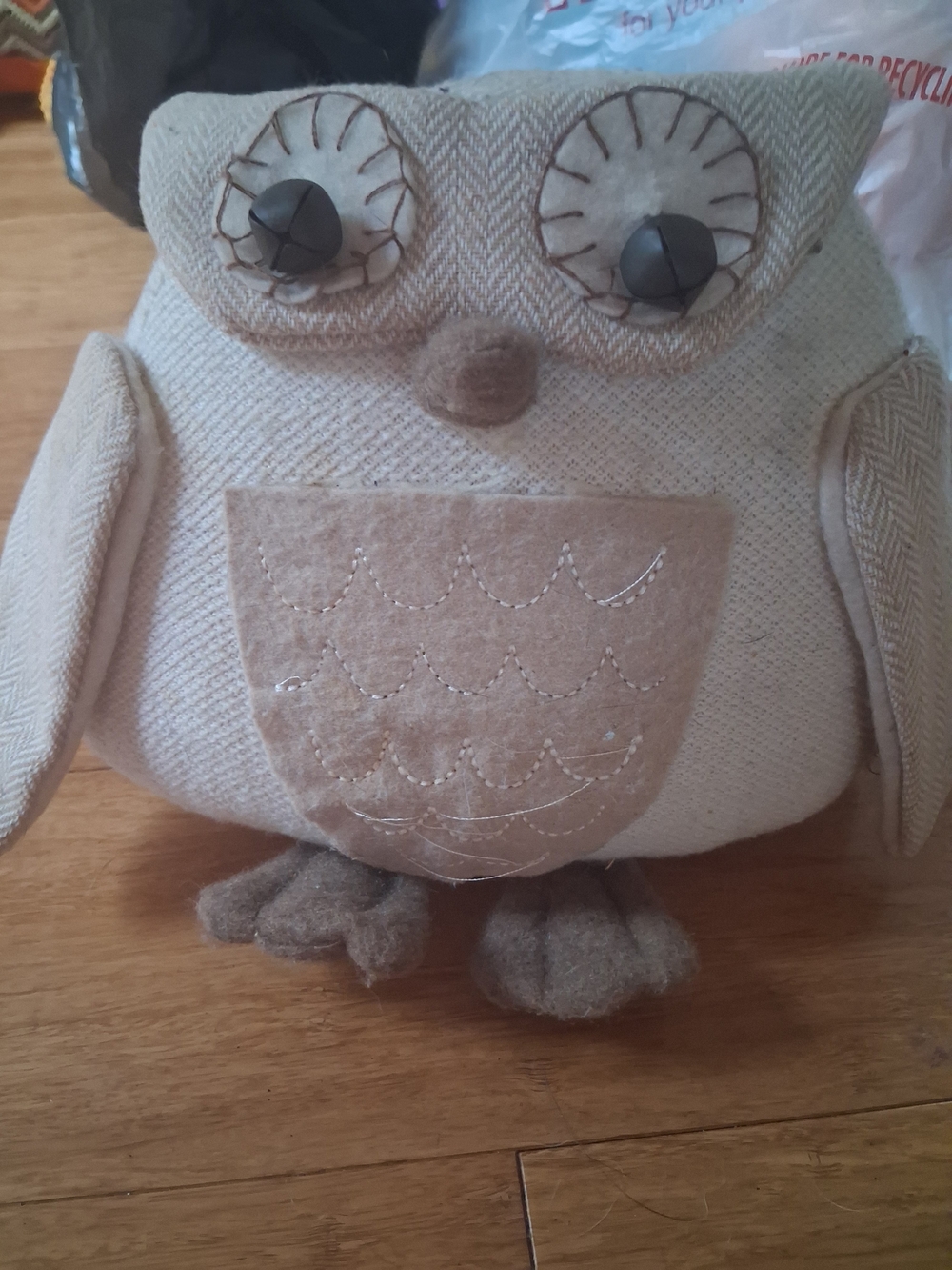 Source Unknown Beige and Brown Owl Accent Pillow